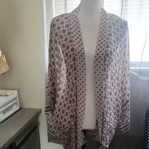 croft & barrow Cream Blouse with Charcoal Medallion Print